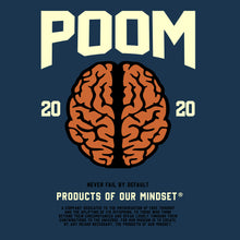 Load image into Gallery viewer, Products of our mindset POOM collegiate tee Lucid Blue color. Basketball brain colorway. Heavyweight vintage. Poom dot shop.
