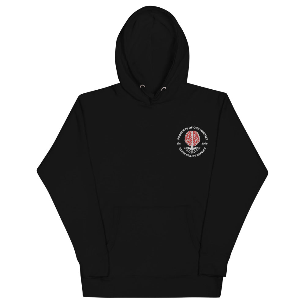 Products Of Our Mindset® POOM emblem logo embroidered on a comfy and practical hoodie ready for everyday wear. It's extra soft and has convenient kangaroo pouch. Made from organic cotton and recycled polyester, it's the perfect eco-friendly choice.